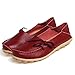 LOVEBEAUTY Women's Comfortable Rubber Sole Leather Flats Slip On Loafer Shoes