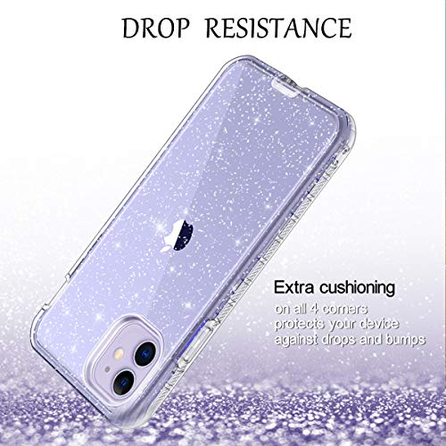 Lontect For Iphone 11 Case Built In Screen Protector Glitter Clear Sparkly Bling Rugged Shockproof Hybrid Full Body Protective Case Cover For Apple Iphone 11 6 1 19 Purple Clear Silver Glitter Pricepulse