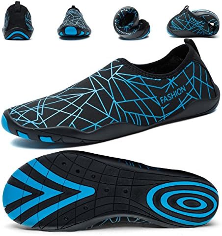 SONLLEIVOO Swim Shoes Mens Beach Water Shoe Slippers Aqua Socks Quick Dry Men Rivers Outdoor Sport for Barefoot Surf Yoga(Blue,12)