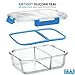 Glass Meal Prep Containers 2-Compartment - 3-Pack 32 Oz. Freezer to Oven Safe Airtight Food Storage Container Set with Hinged Locking Lids BPA Free, Great On the Go Portion Control Lunch Containers