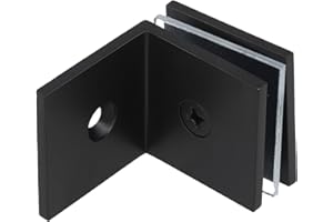 Solid Brass 90 Degree Glass Holder, Wall Mount for Showers, Easy Installation for Secure Glass Panel Support (Black)