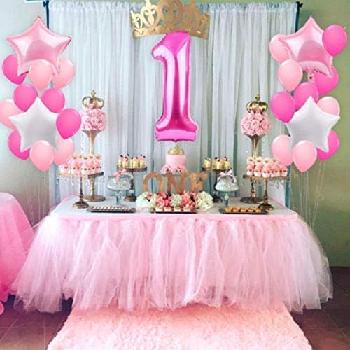 Trimming Shop 1st Birthday Decoration Pink Foil Balloon for Newborn Boy, Girl, For Baby Baptism, Christening Party, Decoration, Celebration, 25pcs - Image 3