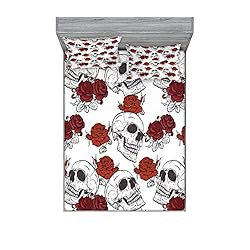 Ambesonne Skull Fitted Sheet & Pillow Sham