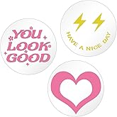 DARENYI 6 Inch Preppy Mirror Tiles for Teen Girls Room Decor, 3Pcs Round Acrylic Wall Stickers, Self Adhesive Sheets for Bath