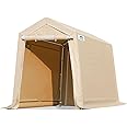 ADVANCE OUTDOOR 6X8 ft Outdoor Portable Storage Shelter Shed with 2 Rolled up Zipper Doors & Vents Carports for Motorcycle Waterproof and UV Resistant Portable Garage Kit Tent, Beige