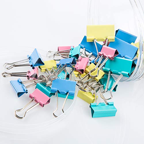 230 Pack Binder Clips, Paper Clips, Rubber Bands, Push Pins - 19mm 25mm 32mm Paper Clamps Paper Binder Clips Metal Fold Back Clips with Box Assorted Colors