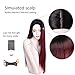 ForQueens Ombre Long Straight Wine Red Wig for Women Middle Part Synthetic Burgundy Wig for Black Women Heat Resistant Fiber