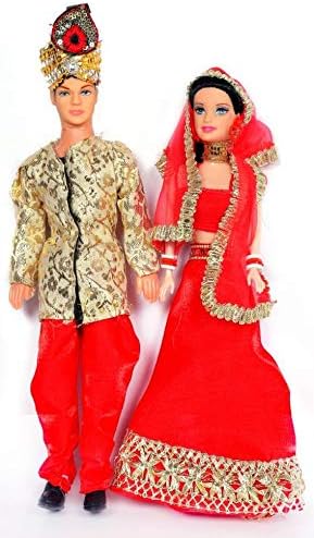 XTRENGTH Expressions of India Wedding Pair Doll Play Set 12 Inch, Indian Bride and Bride-Groom(RED Saree)