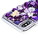 Mavis's Diary iPhone Xs Case, iPhone X Case, Full Edge Protective Plastic Case, 3D Handmade Crystal Clear Bling Diamonds Shiny Purple Rhinestone Pearl Floral Hard PC Cover