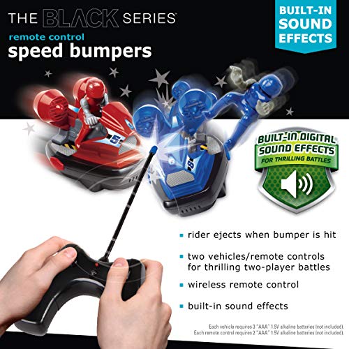 Black Series RC Head-to-Head Speed Bumper Cars 2-Player Game Set Red vs. Blue for Kids, Remote Control Multiplayer Action Arcade Vehicles with Ejectable Drivers and Real Rubber Tires, Battery Powered