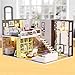 PEACE BIRD Miniature Dollhouse Kit Decorations with Lights and Furnitures DIY House Craft Kits 1:24 Scale Creative Room