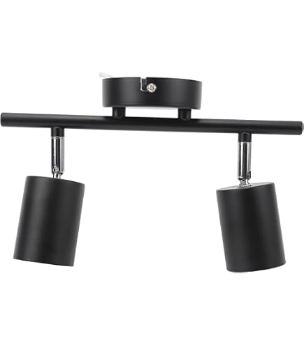 LED Track Light Kit – Dual Head 10.8in Track, 90° Rotatable, Flush Mount, GU10 Bulbs, Matte Black For Kitchen, Bedroom, Living Room