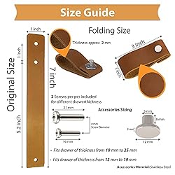 LazaKay Leather Drawer Pulls - 8 Pcs Leather