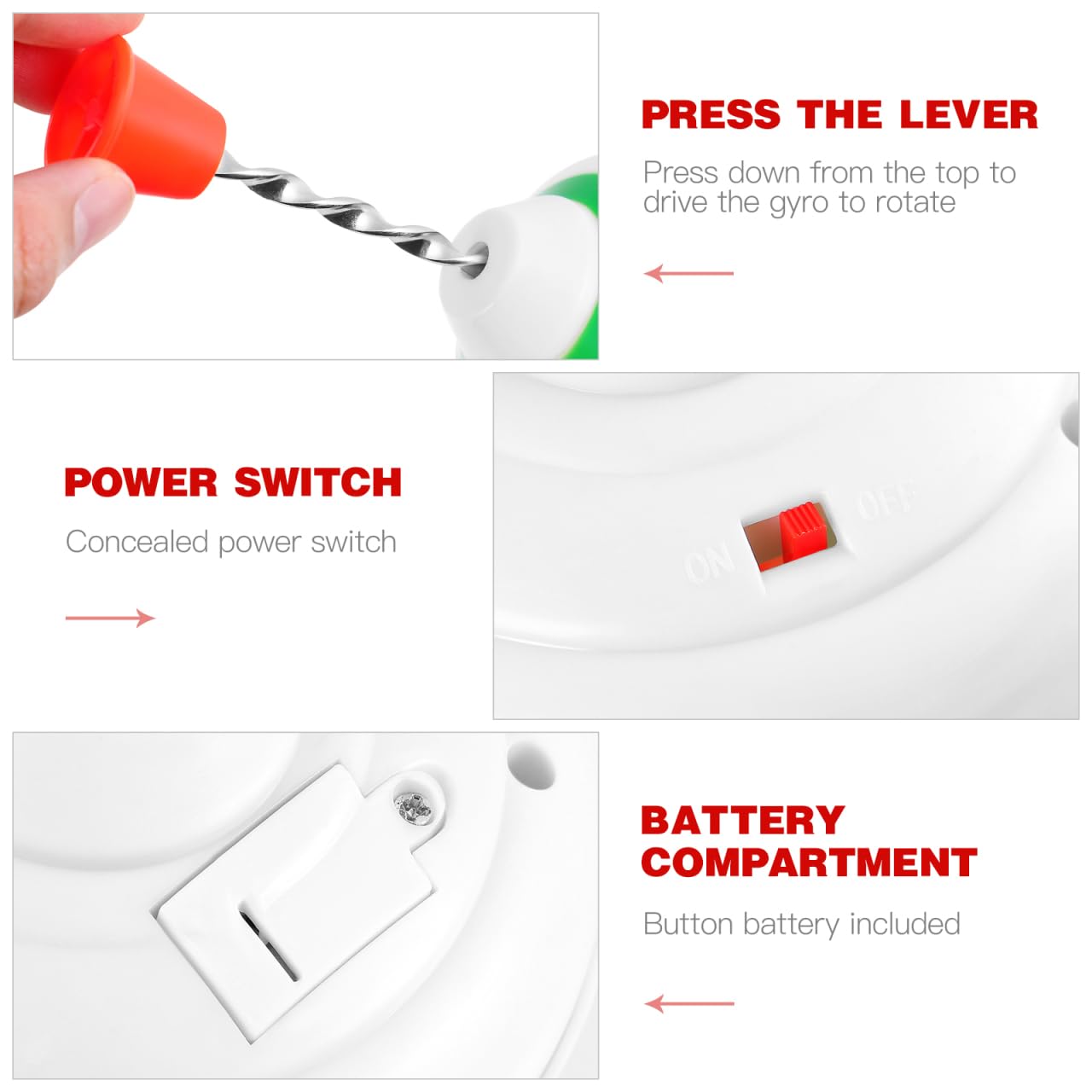 STOBOK Spinning Top Toy with LED and Music Peg-top Hand Spinner Gyro Toy Gift for Kids