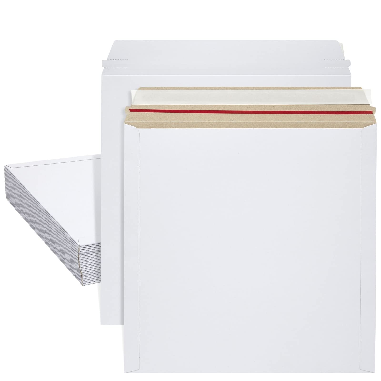Photo 1 of Juvale Record Mailers - 12.5 x 12.5 in, White, 25-Pack, Flat Square - Square Calendar Mailers for Vinyl Records & Art Prints - Tear-Strip Peel & Seal Closure