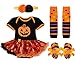 FEESHOW Baby Girls 1st First Halloween Costume Tutu Romper Party Outfits Fancy Dress up (0-3 Months, Orange Pumpkin)