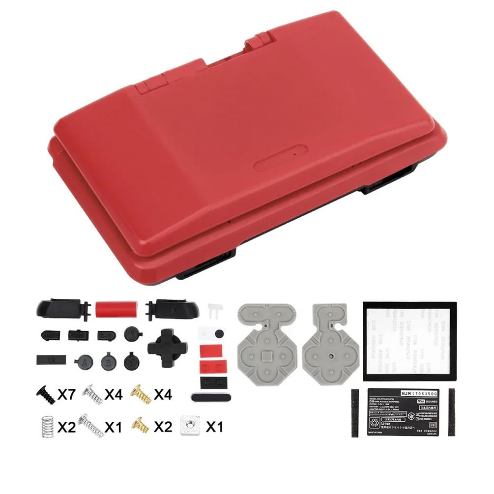 Replacement Full Housing Shell Case Kit Cover for Nintend DS NDS Game Console Repair Parts (Red)