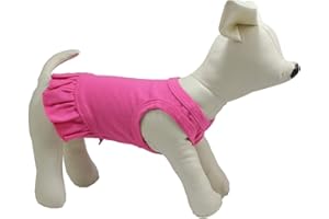 LOVELONGLONG Pet Clothes Small Dog Clothing Blank Color Sport Dress T-Shirts Tee Dresses Tanks Top for Small Size Female Dogs Summer Spring Pet Costumes 100% Cotton (M, Rose-red)