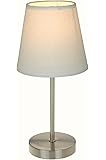 Simple Designs LT2013-WHT Sand Nickel Mini Basic Table Lamp with Fabric Shade, White