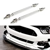 iJDMTOY (2) Universal Silver Aluminum Front Bumper Lip Splitter Strut Rod Support Bars, 6.0