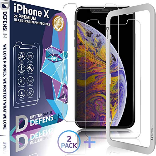 Screen Protector for iPhone Xs/X Glass by WITKEEN Tempered Glass Screen Protector for iPhone Xs/X Glass with Install Guide Frame, Flexible, Compatible with Apple iPhone Xs/X Cases, (2-Pack)