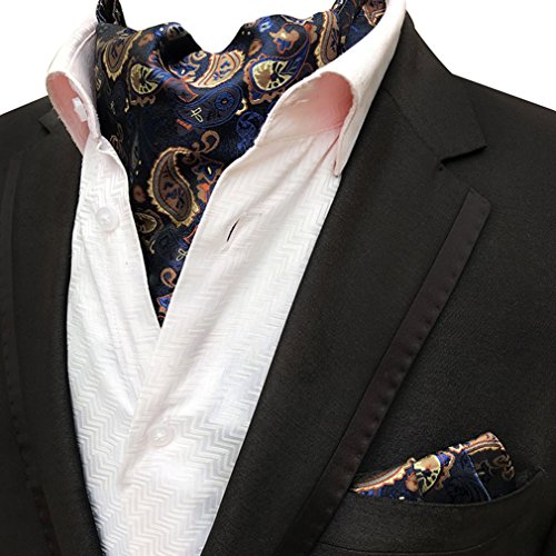 Men's Exquisite Pailey 4Pcs Cravat Ascot Suit Tie Necktie Pocket Square Set of 4