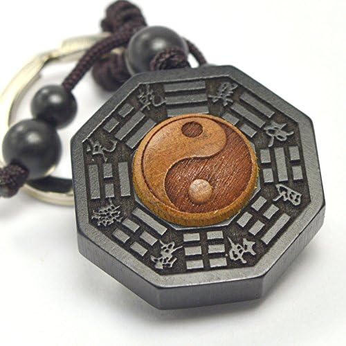 Duojimi Car Wood Safety Key Ring Taiji Eight Diagrams (Key _ Tai Chi Bagua)