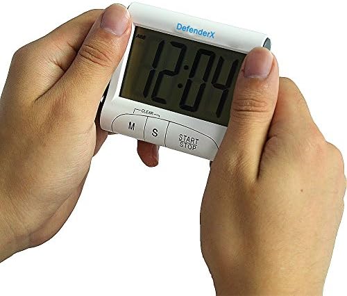 Digital Kitchen Timer - DefenderX Mini Home Portable Large LCD Display Electronic Countdown Up Clock Loud Alarm Cooking Food Stopwatches Strong Magnetic Backing, Retractable Stand (white)