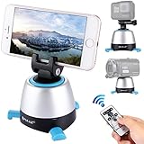 Tripod Head Mount 360°Rotation Panoramic Head Timelapse Variable Speed with Remote Control Rechargeable Panning Head for Camera, Smartphone, Gopro,Camcorder, Video Camera, Tripod, Monopod
