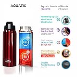 Aquatix Crimson Red Insulated FlipTop Ultimate Sport Bottle 21 ounce Pure Stainless Steel