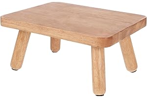 Small Wooden Step Stools 6.5” Non-Slip One Step Stool Holds 350 lbs, Heavy Duty Bathroom Stool Plant Stand Rectangular Footst