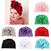 DANMY Baby Girl Hat with Rabbit Ears Toddlers Soft Turban Knot Bow Cap (Flower hat (8pcs))