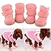 4Pcs Lovely Warm Adjustable Pet Dog Puppy Winter Cotton Anti-slip Snow Cozy Shoes Boots (Pink, Small)