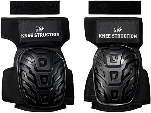 KNEE STRUCTION Knee Pads - Strap Knee Pads With Comfy Gel Core – No More Knee Pain, Adjustable & Anti Slip Knee Pads for Professional Gardening, Construction, Tactical, Roofing, Flooring & More!