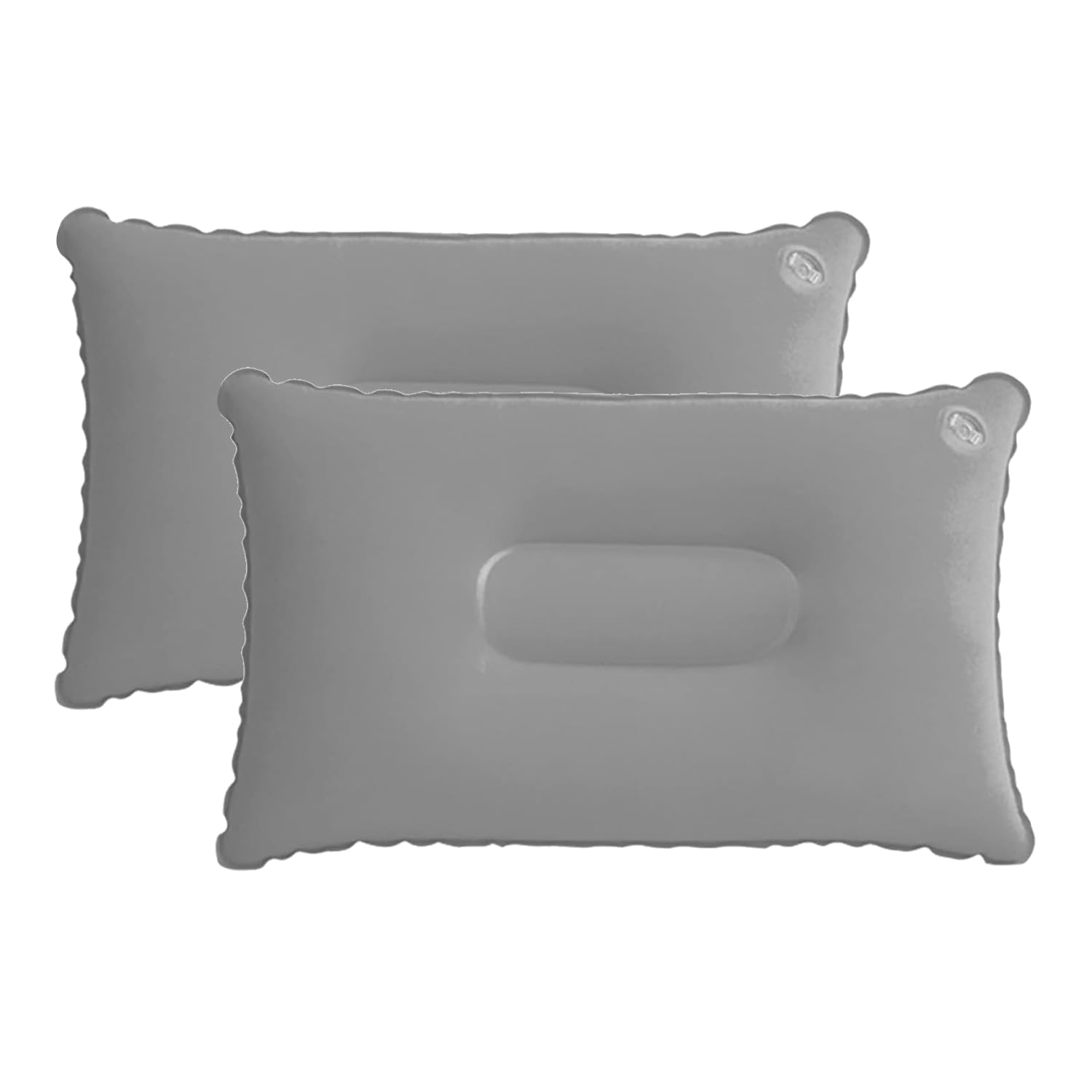ZEACCT 2 Pcs Inflatable Pillows, Portable Pillow, Multi-Function Adjustable Heights Travel Pillow, Flocked Pillows, for Travel, Camping, Outdoors, Fishing - Gray