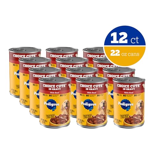 PEDIGREE CHOICE CUTS IN GRAVY ADULT CANNED SOFT WET DOG FOOD WITH BEEF, 22 OZ. CANS (12 COUNT, PACK OF 1)