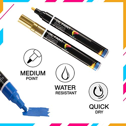 image for Zenacolor 12 Paint Pens for Rock Painting, Wood, Metal, Plastic, Canva