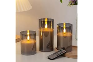 3Pack LED Flameless Flickering Candles with Remote Control and Timer,Battery Operated Electric Candles for Home Party Wedding