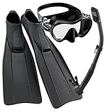 Cressi Clio Full Foot Fin, Frameless Mask, Dry Snorkel Set with Carry Bag