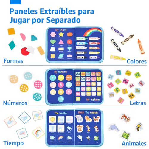 hahaland Busy Board Montessori 2 Years - Montessori Book Briefcase Sensory Panels Board Busy Book - Educational Toys Gift for Children 2 3 Years