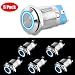 Linkstyle 5Pcs DC 12V/24V Metal Latching Push Button Switch, 4 Pin Car RV Truck Boat SPDT ON/OFF Switch, Waterproof Self-Locking Round Marine Switch with Blue LED Light for 12mm 1/2" Mounting Hole primary