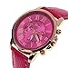 FAPIZI Women Quartz Watch}✿Fashion/Geneva Roman Numerals{Faux Leather}Analog Quartz/Ladies Wrist Watch (Hot Pink)