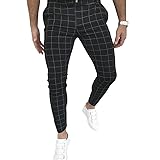 Men's Fashion Stretch Pants Slim Fit Plaid Skinny