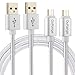 OoRange Travel Wall Charger Adapter with 2 Nylon Braided Micro USB Cables, 3 Foot