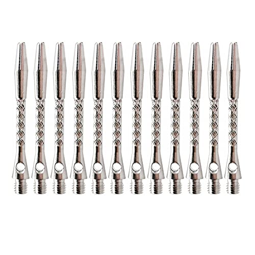 BIPY 12/Pack Silver Dart Shafts 2BA Metal Accessories Stems Aluminum Dart Pole Rod in Aluminum with Standard 2BA Thread