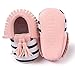 Voberry® Infant Toddlers Baby Boys Girls Soft Soled Tassel Crib Shoes PU Moccasins (0~6 Month, Pink stripe)