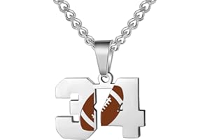 AIAINAGI Football Number Necklace for Boys Athletes Jersey Number Pendant Silver Stainless Steel Charm Number Chain Sport Jewelry Gift for Men