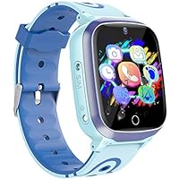 Kids Smart Watches GPS Tracker - 12 Hrs Waterproof Smartwatch with 1.4" Touch Screen WiFi GPS LBS Track SOS 2 Way Call Voice Chat Pedometer Health Fitness Watch Chirstmas Gifts for Boys Girls (Blue)