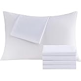 White Pillowcases King 4 Pack, 20x36 Pillow Cases with Envelope Closure, Soft Plain Brushed Microfiber Covers Breathable Wrinkle-Resistant