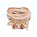 Multilayer Bohemian Brown Beaded Bracelet Crystal Pendant Charm Stretch Beach Stack Bangle Bracelet Set 7 Colors for Women Jewelry